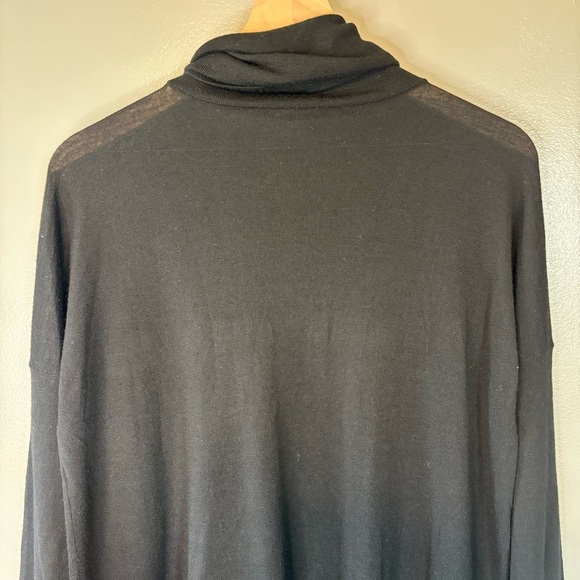 Eileen Fisher Medium Merino Wool Turtleneck Thin Sweater Italian Yarn Black - Picture 4 of 7